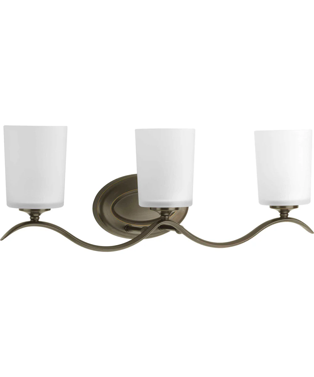 Inspire 3-Light Etched Glass Traditional Bath Vanity Light Antique Bronze - Image 2
