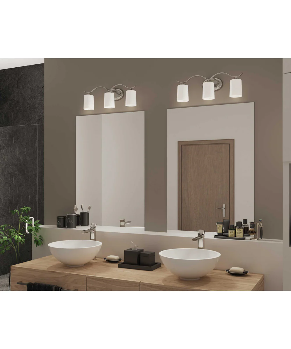 Inspire 3-Light Etched Glass Traditional Bath Vanity Light Brushed Nickel - Image 2