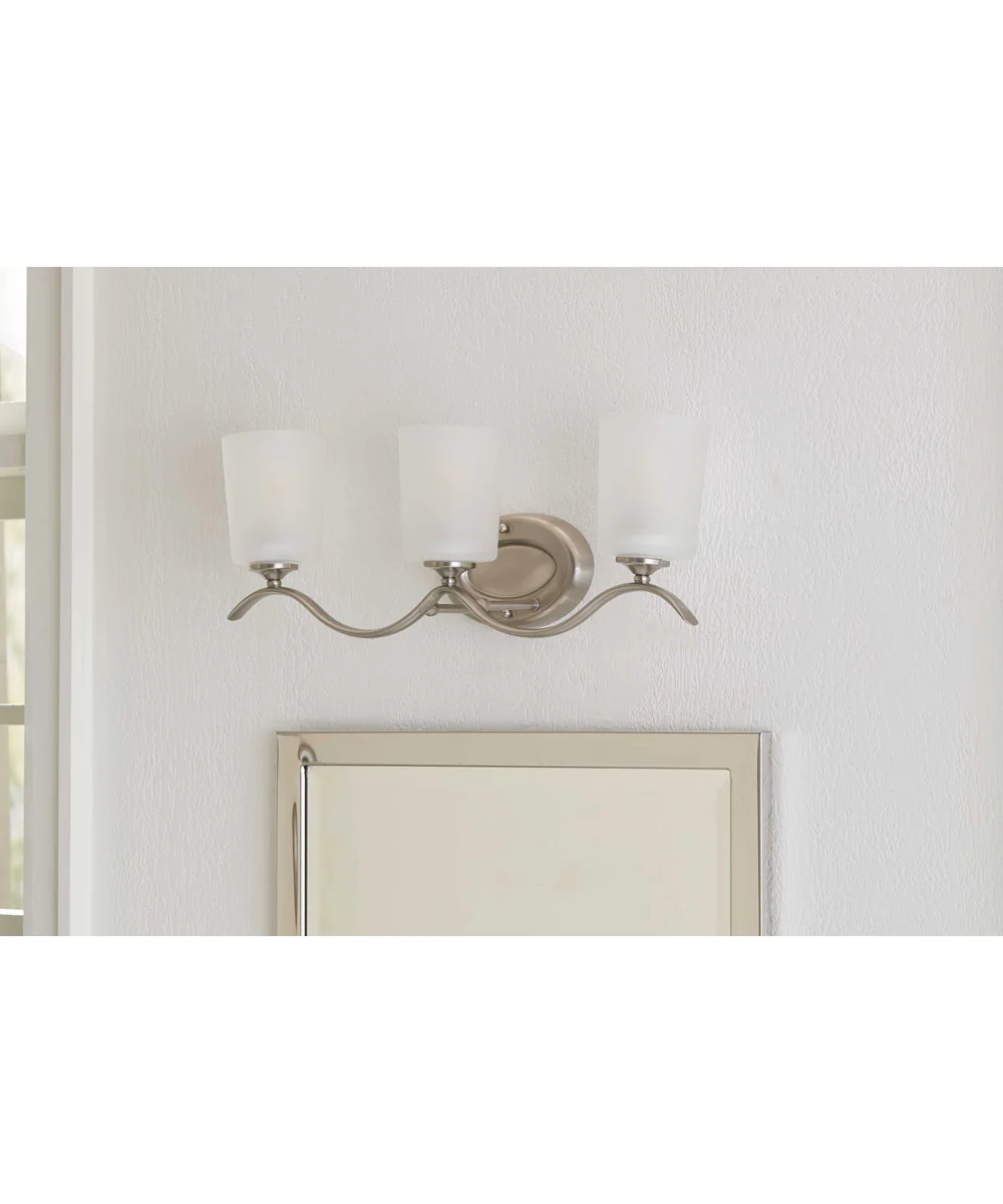 Inspire 3-Light Etched Glass Traditional Bath Vanity Light Brushed Nickel - Image 3