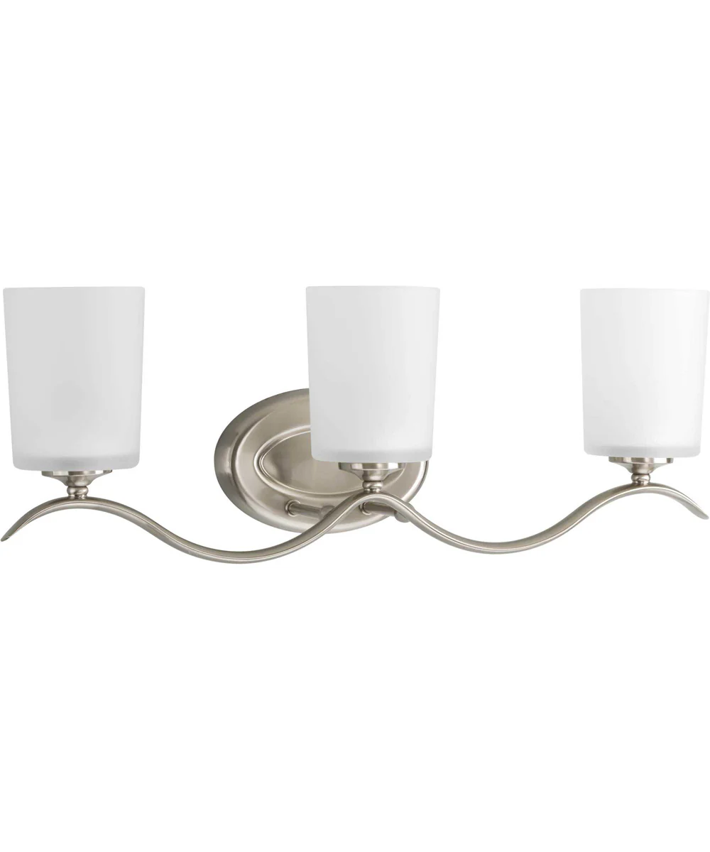Inspire 3-Light Etched Glass Traditional Bath Vanity Light Brushed Nickel - Image 7