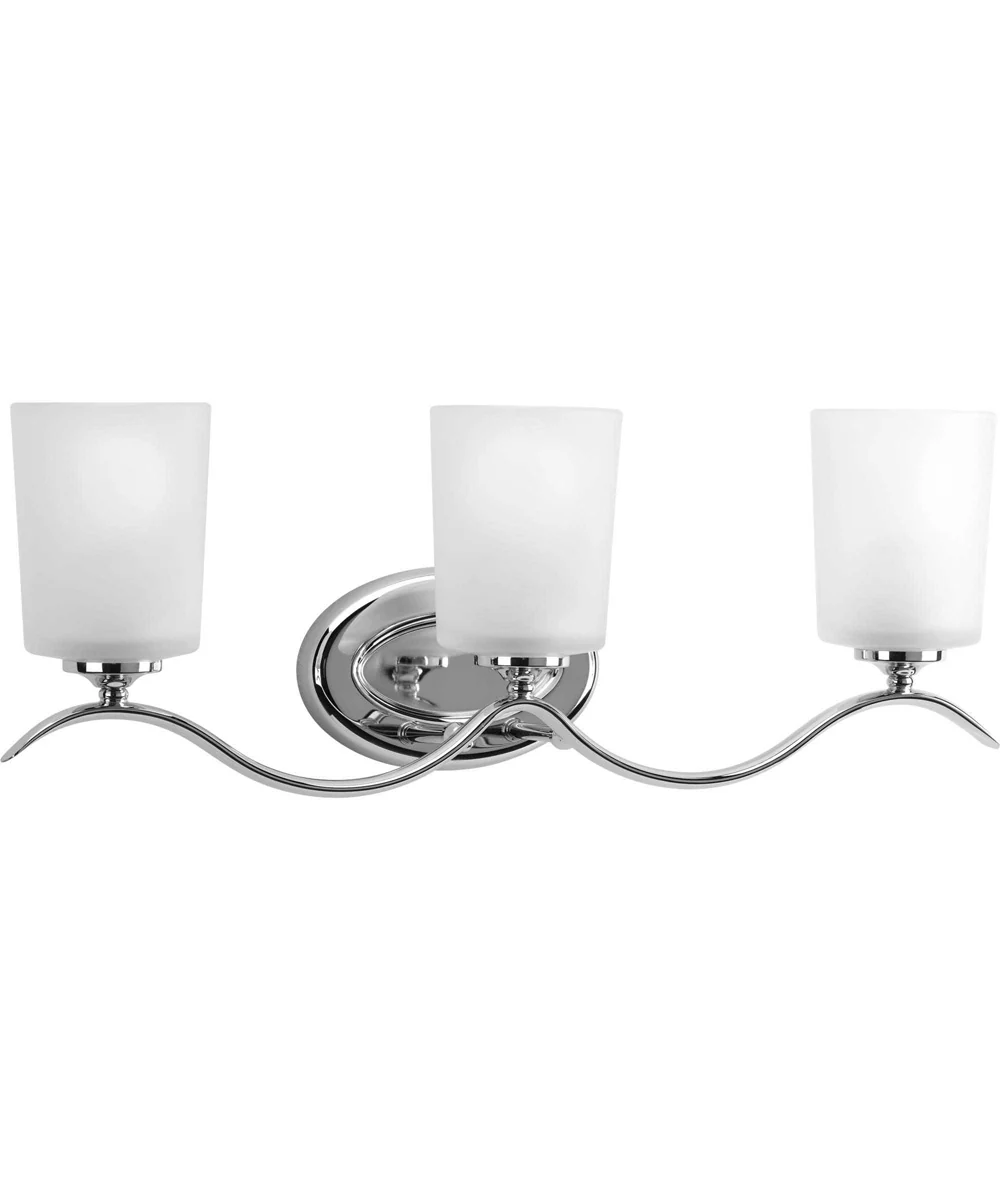 Inspire 3-Light Etched Glass Traditional Bath Vanity Light Polished Chrome