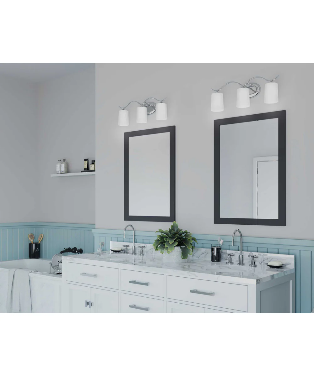 Inspire 3-Light Etched Glass Traditional Bath Vanity Light Polished Chrome - Image 2
