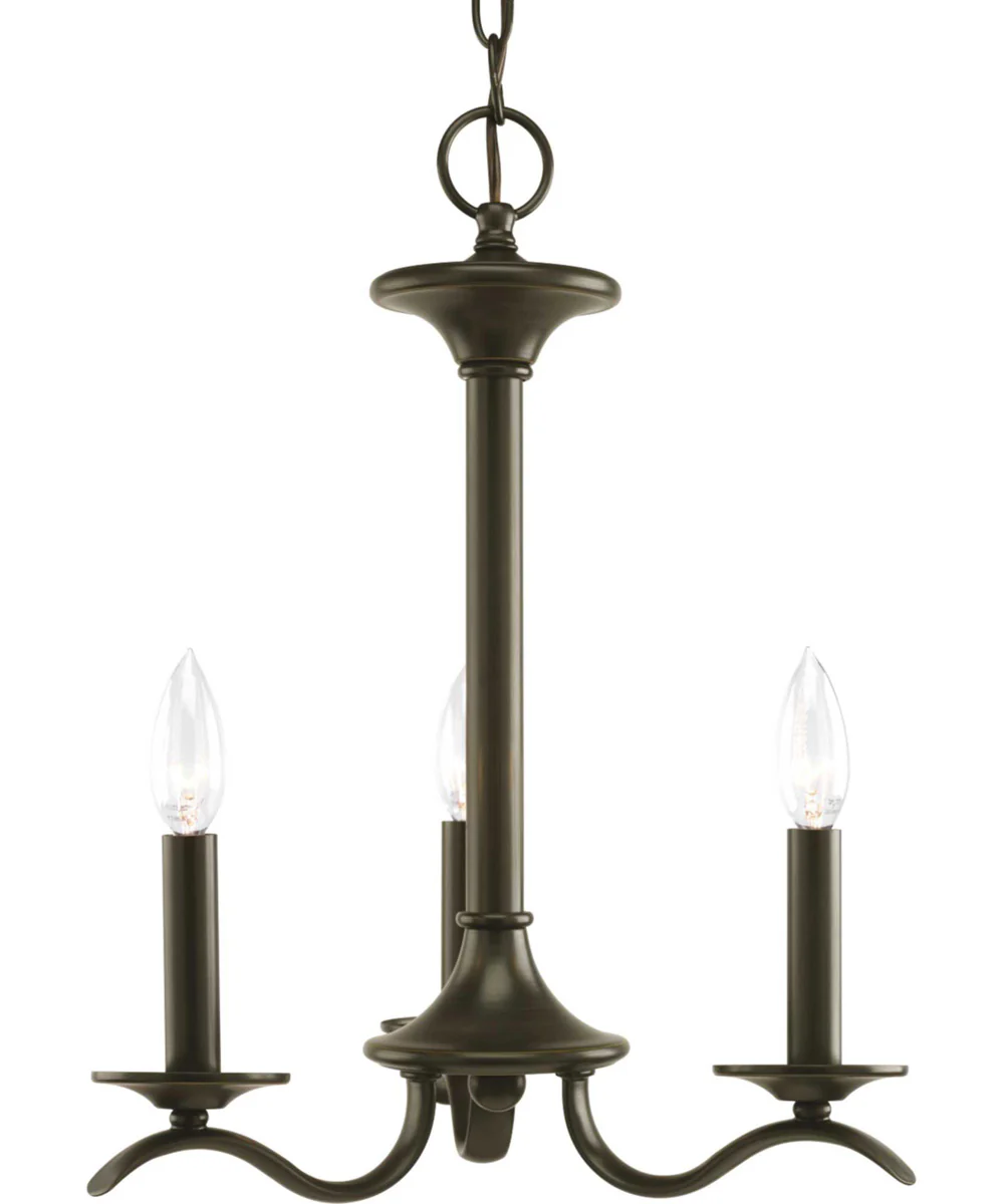 Inspire 3-Light Off-White Linen Shade Traditional Chandelier Light Antique Bronze - Image 2