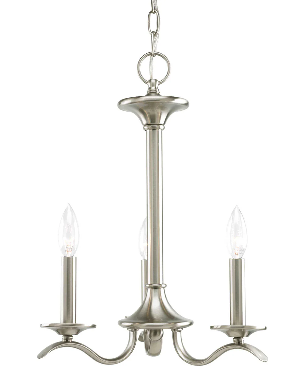 Inspire 3-Light Off-White Linen Shade Traditional Chandelier Light Brushed Nickel - Image 2
