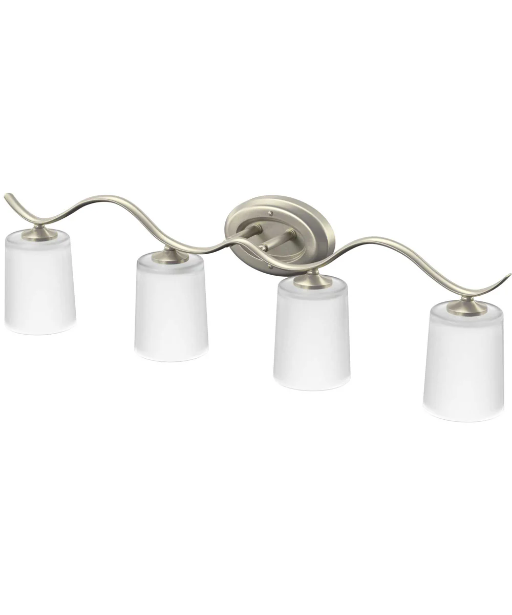 Inspire 4-Light Etched Glass Traditional Bath Vanity Light Brushed Nickel - Image 3