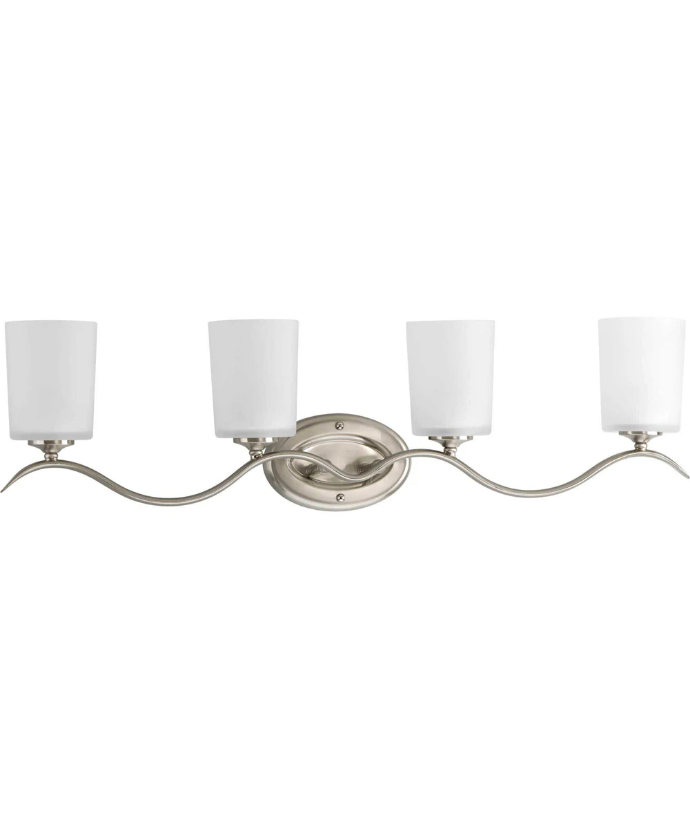 Inspire 4-Light Etched Glass Traditional Bath Vanity Light Brushed Nickel - Image 9