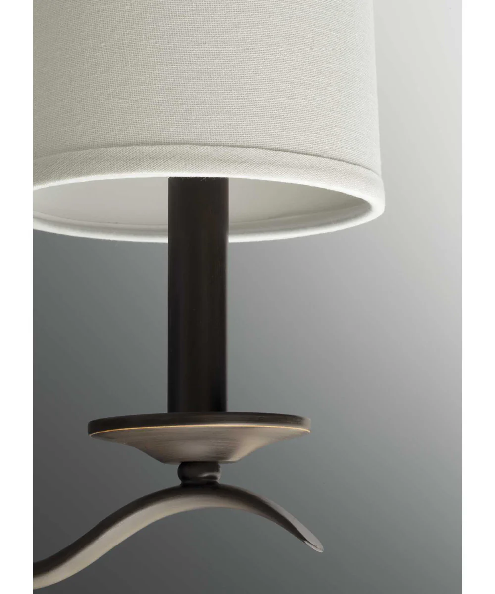Inspire 5-Light Off-White Linen Shade Traditional Chandelier Light Antique Bronze - Image 4