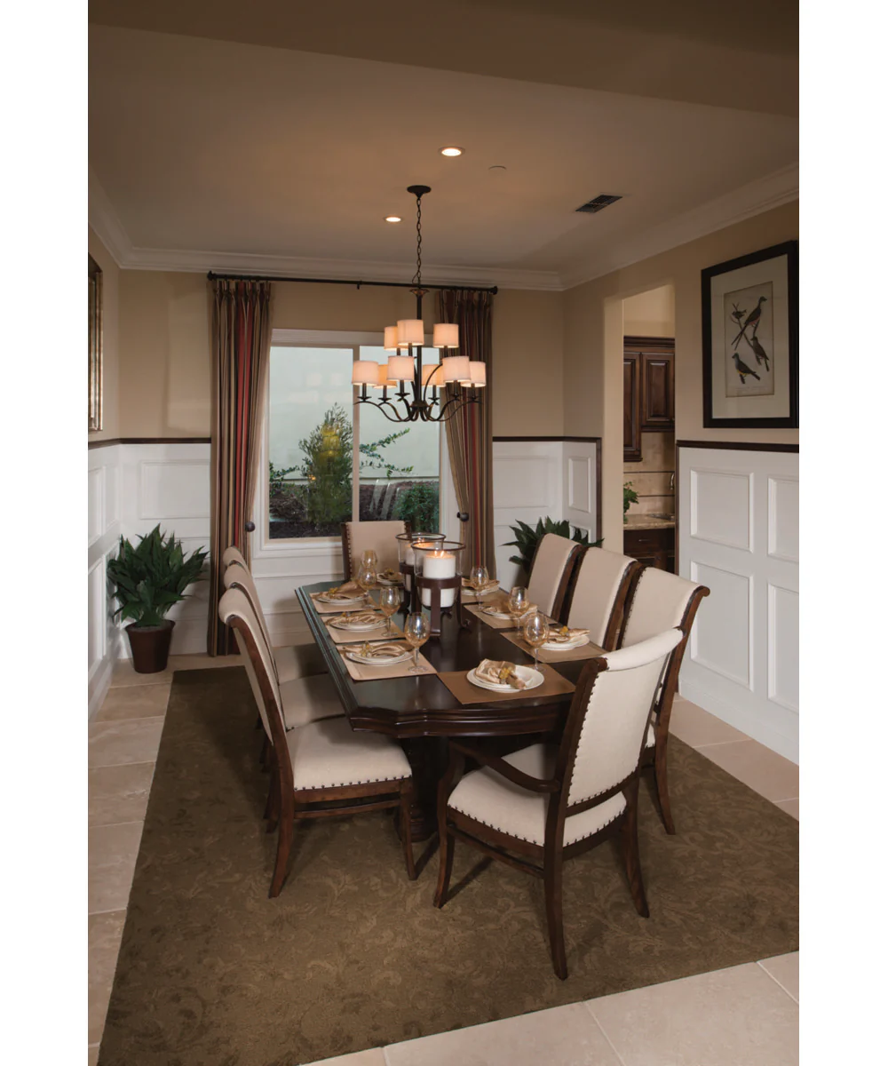 Inspire 9-Light Off-White Linen Shade Traditional Chandelier Light Antique Bronze - Image 2