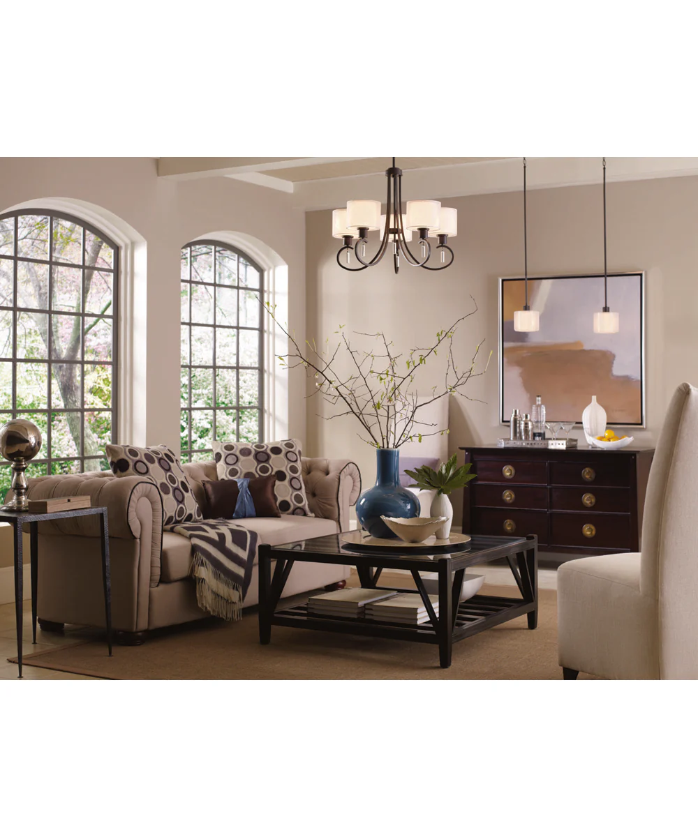 Invite 1-Light White Mylar Shade New Traditional Mini-Pendant Light Antique Bronze - Image 2