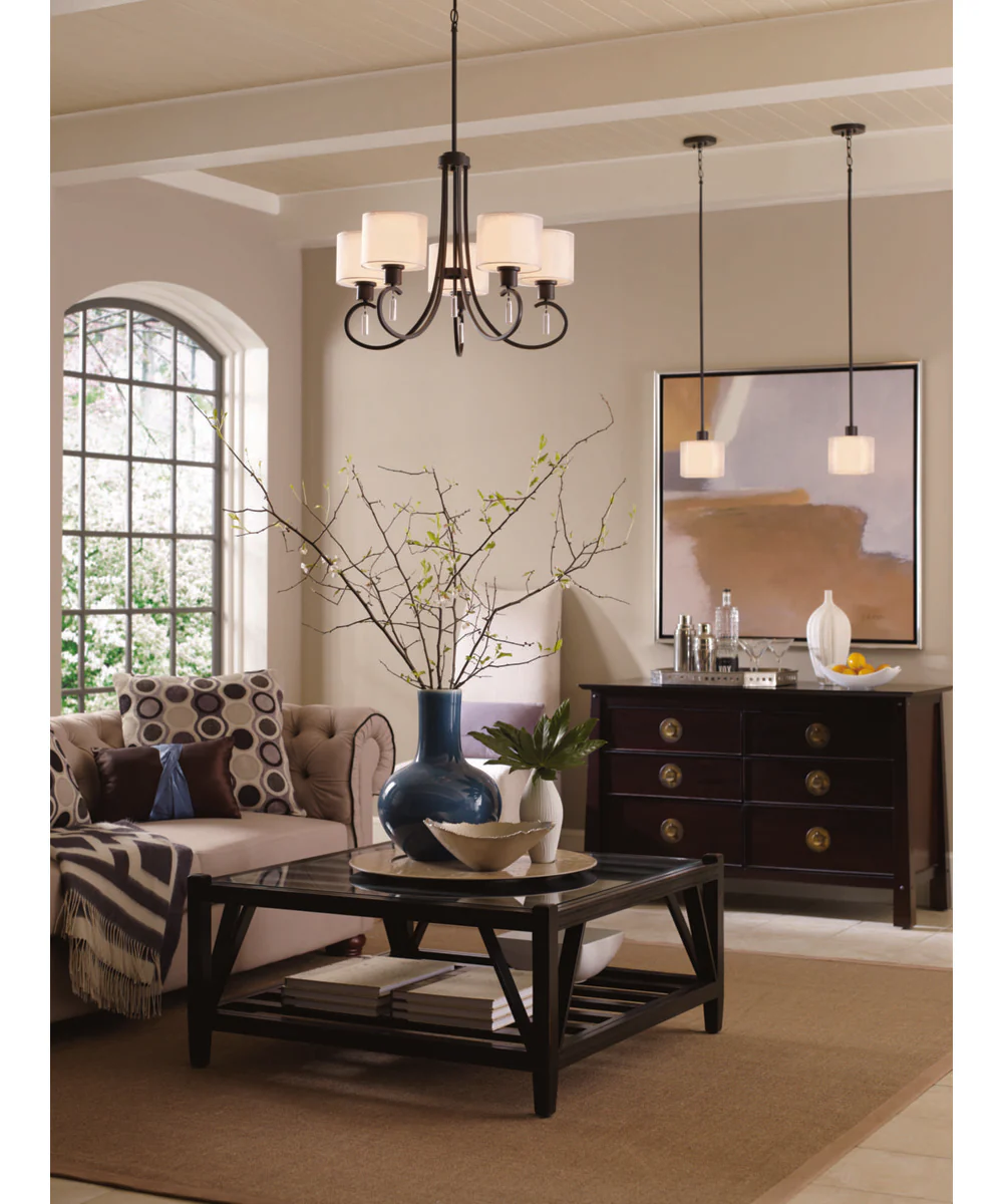 Invite 1-Light White Mylar Shade New Traditional Mini-Pendant Light Antique Bronze - Image 3