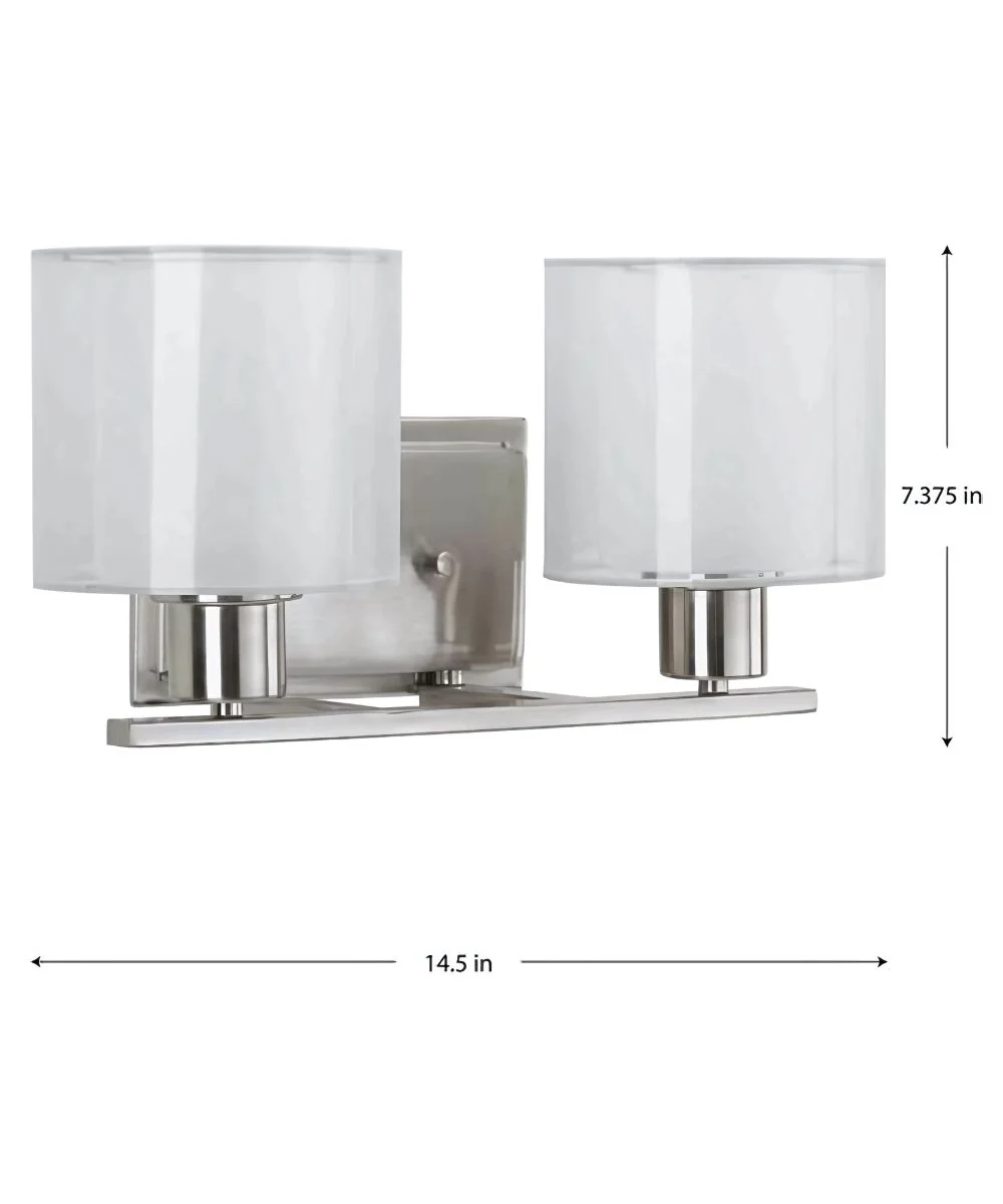 Invite 2-Light 15"w Bath Vanity Light Fixture Brushed Nickel Finish by Progress - Image 4