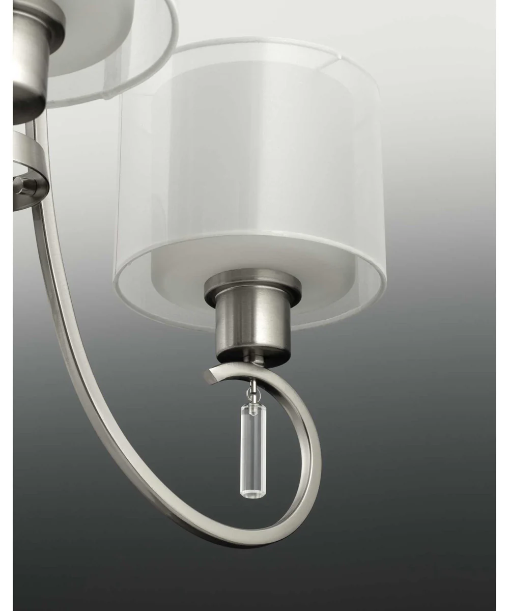 Invite 5-Light White  Silk Mylar Shade New Traditional Chandelier Light Brushed Nickel - Image 5