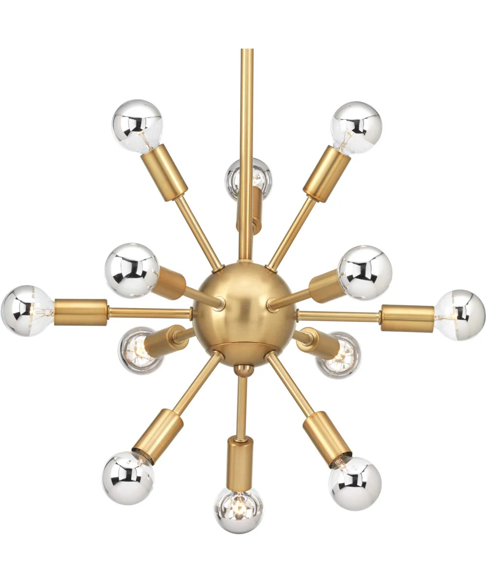 Ion 12-Light Mid-Century Modern Chandelier Light Brushed Bronze