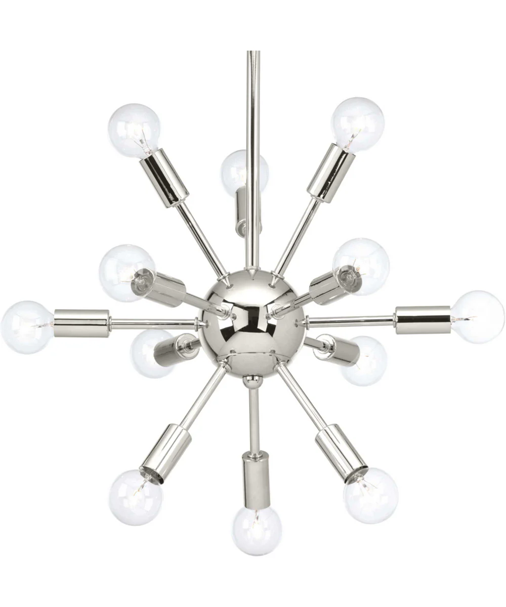 Ion 12-Light Mid-Century Modern Chandelier Light Polished Nickel - Image 3