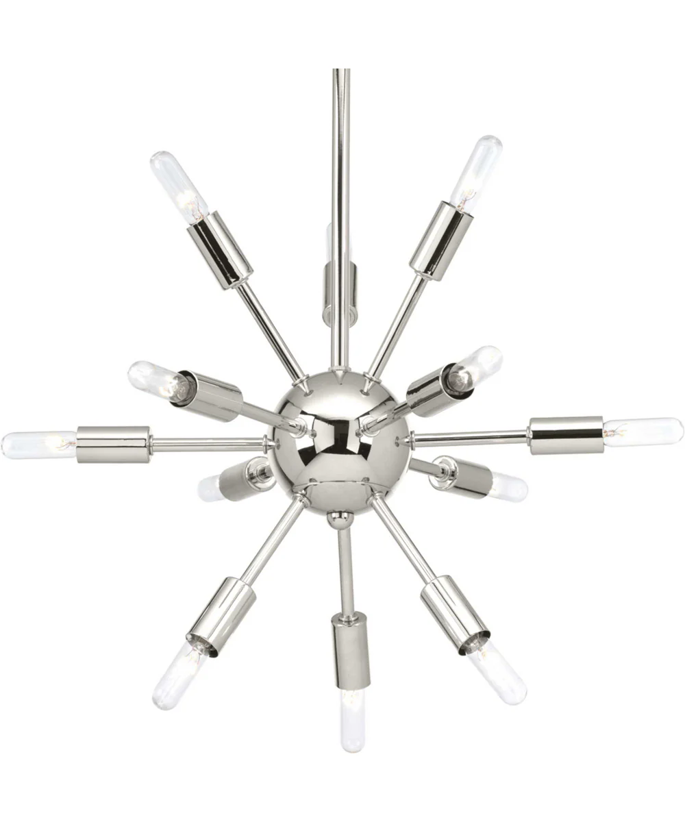 Ion 12-Light Mid-Century Modern Chandelier Light Polished Nickel - Image 4