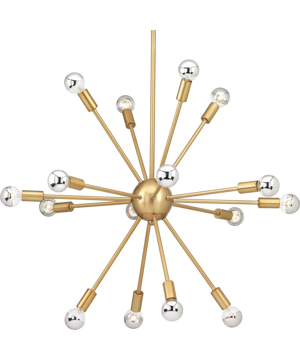 Ion Sixteen-Light Mid-Century Modern Chandelier Light Brushed Bronze