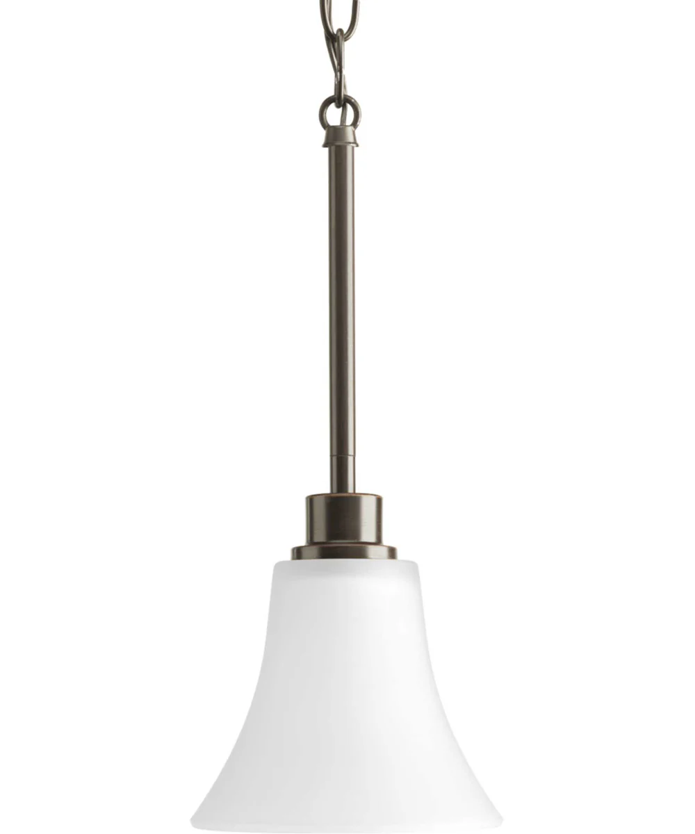 Joy 1-Light Etched White Glass Traditional Mini-Pendant Light Antique Bronze - Image 2