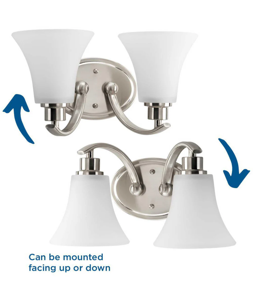 Joy 2-Light Etched Glass Traditional Bath Vanity Light Brushed Nickel - Image 3