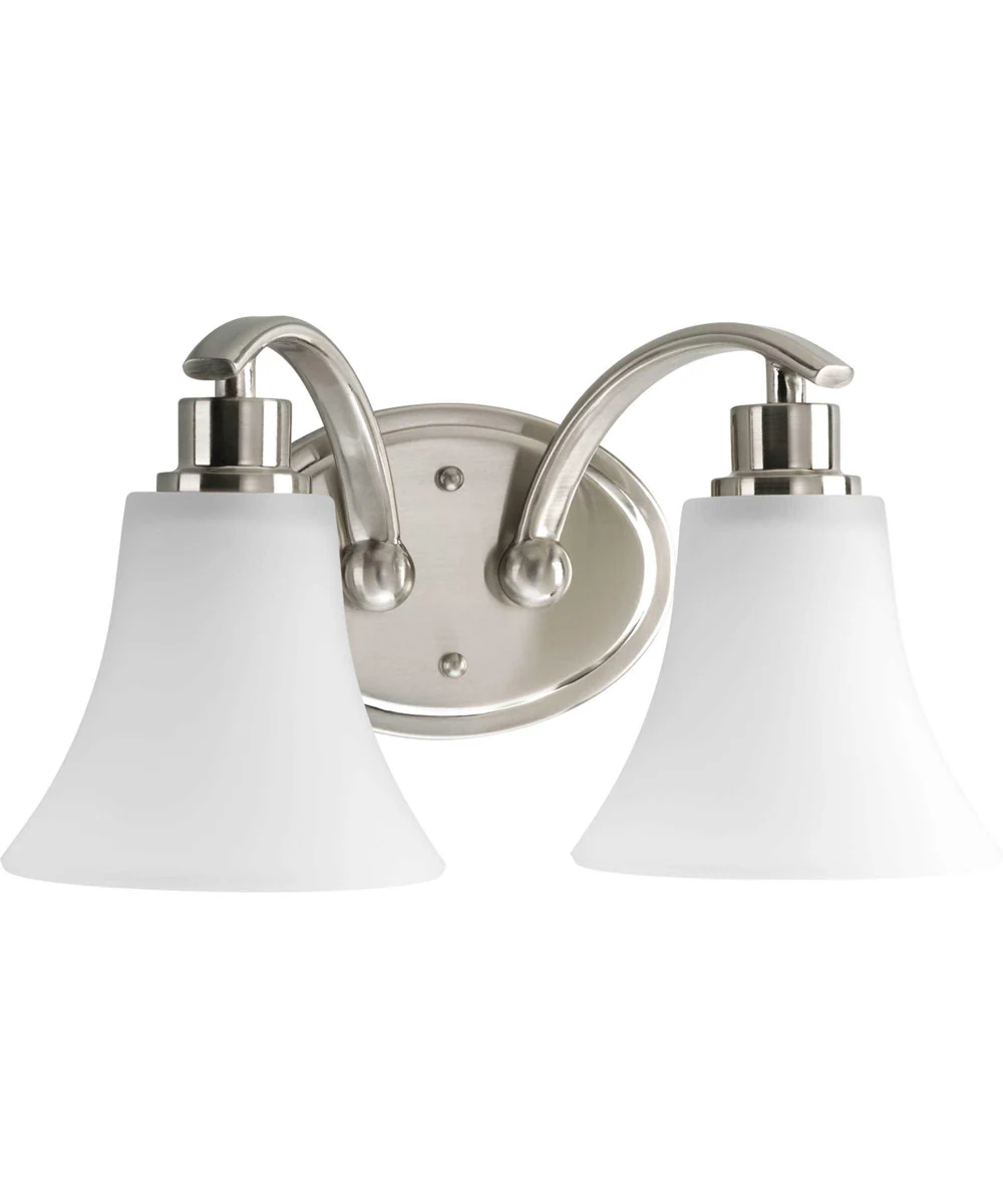 Joy 2-Light Etched Glass Traditional Bath Vanity Light Brushed Nickel - Image 8