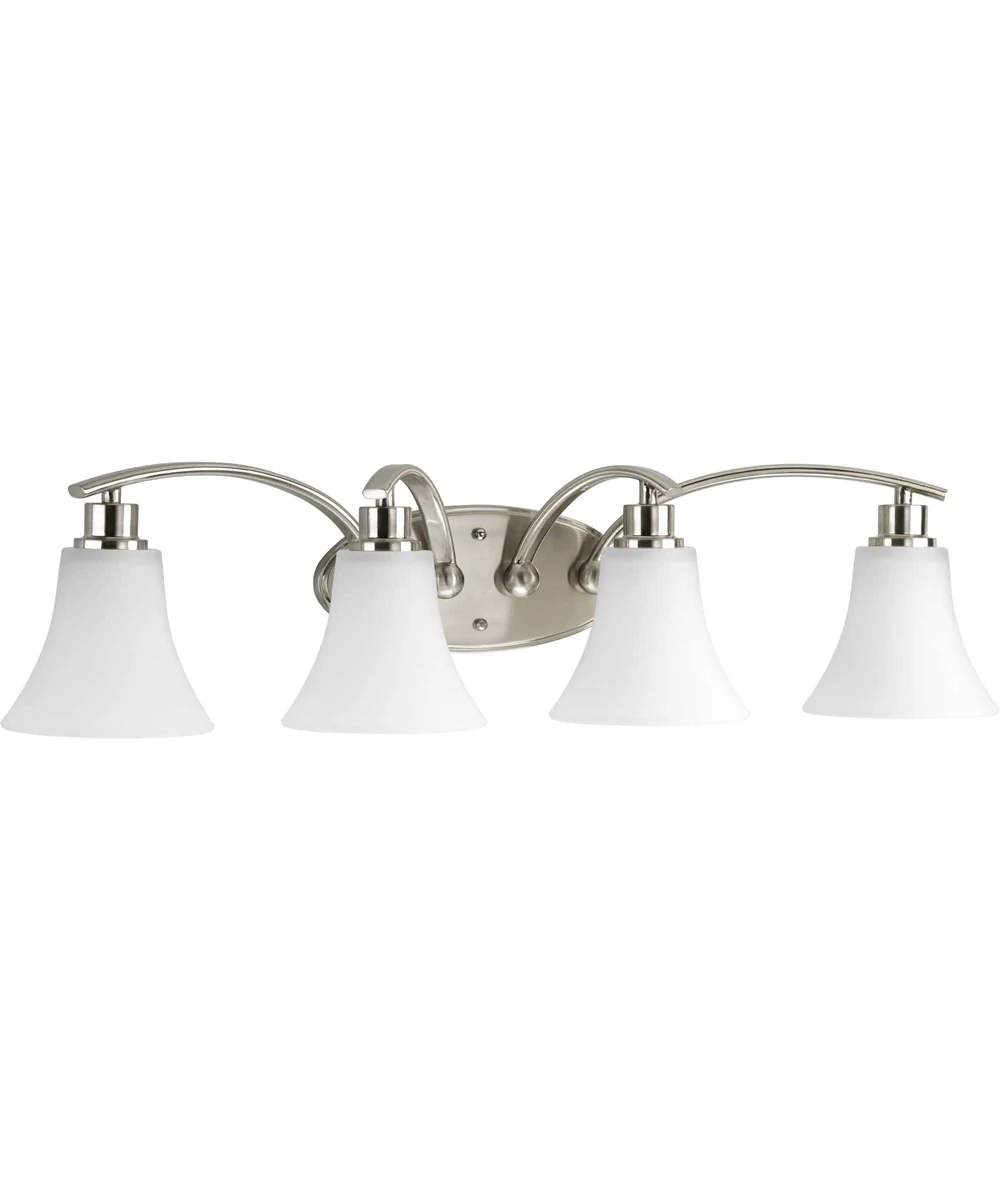 Joy 4-Light Etched Glass Traditional Bath Vanity Light Brushed Nickel - Image 2