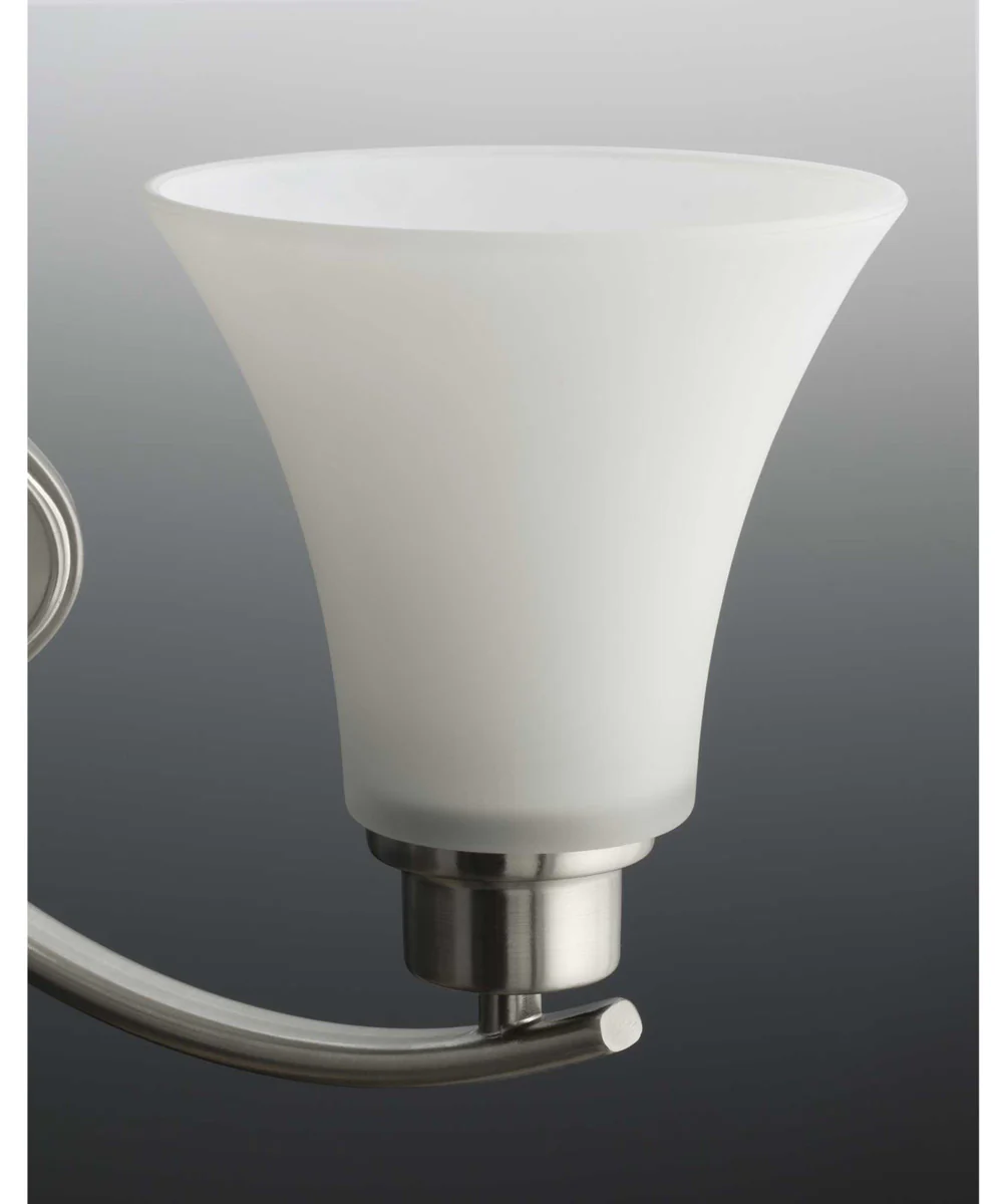 Joy 5-Light Etched White Inside Glass Traditional Chandelier Light Brushed Nickel - Image 5