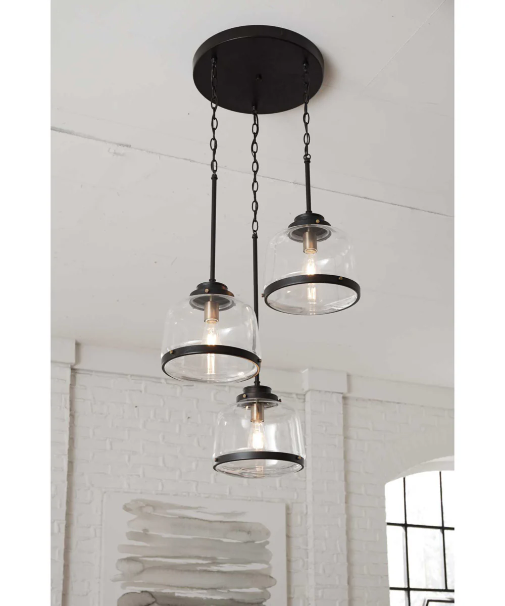 Judson 1-Light Clear Glass Farmhouse Pendant Light Antique Bronze - Image 3