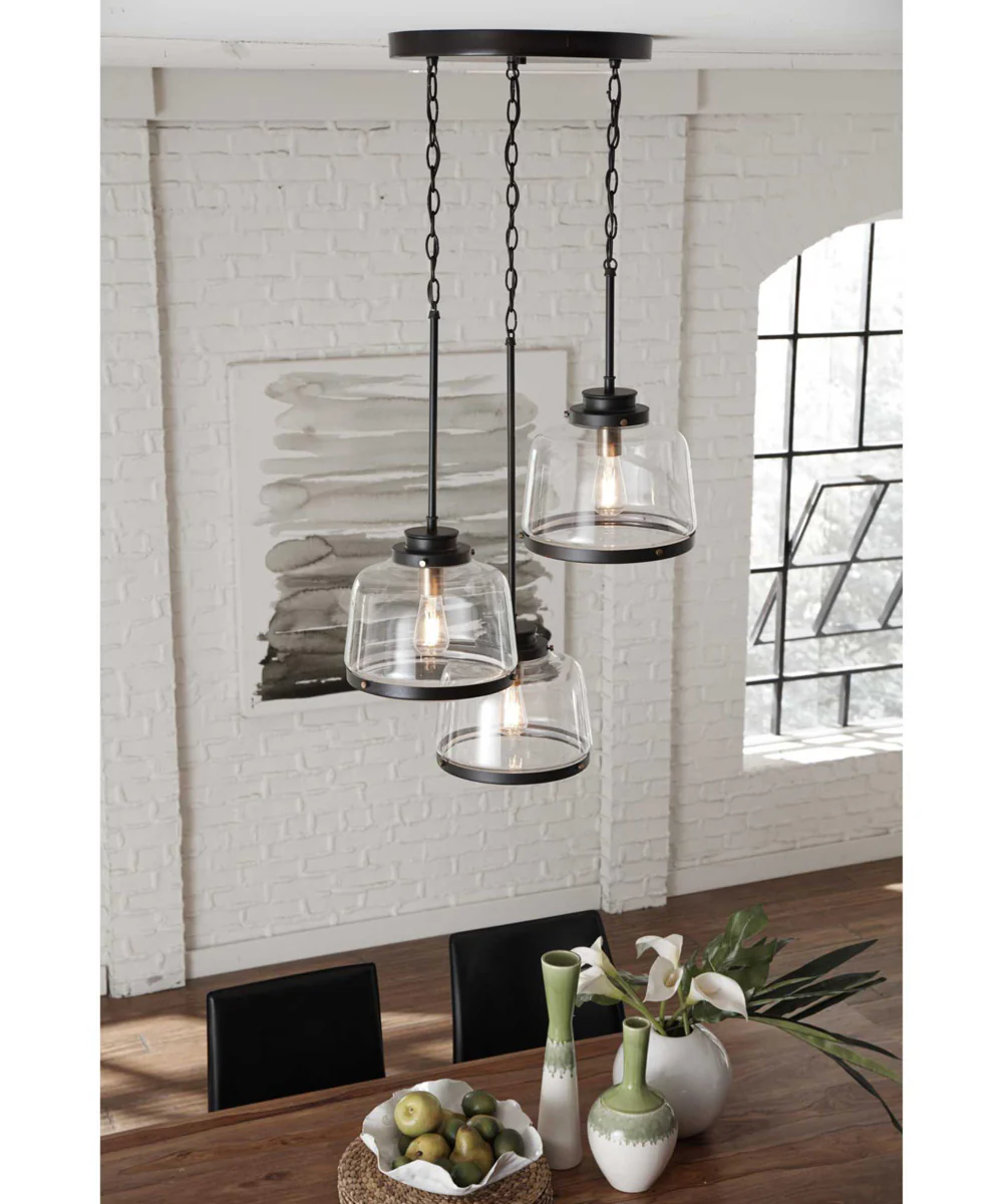 Judson 1-Light Clear Glass Farmhouse Pendant Light Antique Bronze - Image 4