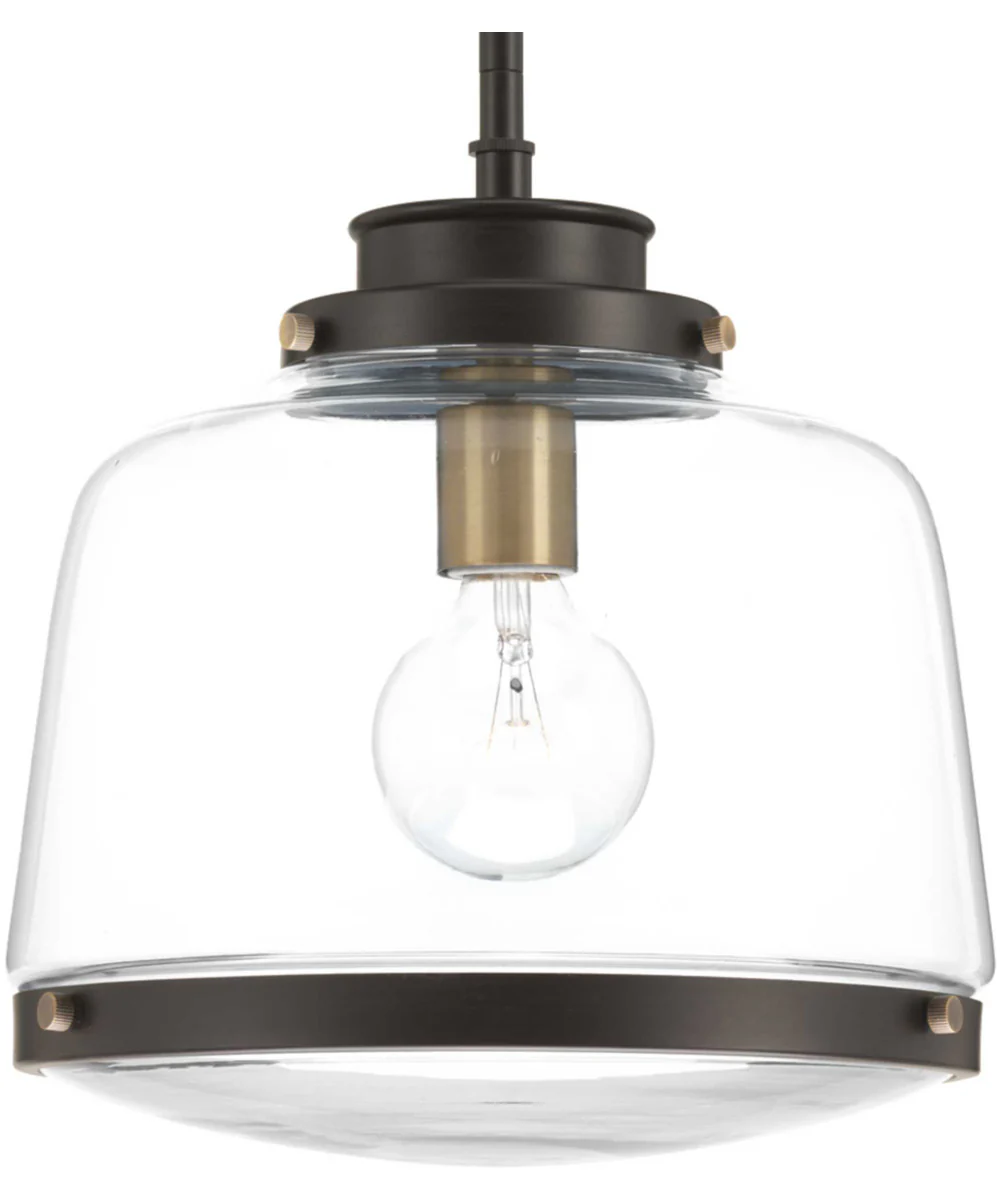 Judson 1-Light Clear Glass Farmhouse Pendant Light Antique Bronze - Image 6