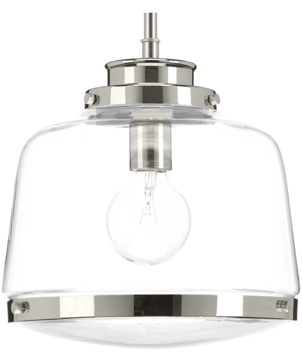 Judson 1-Light Clear Glass Farmhouse Pendant Light Polished Nickel - Image 3