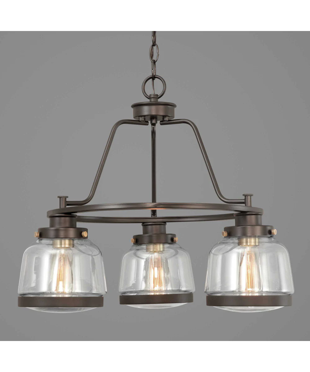 Judson 3-Light Clear Glass Farmhouse Chandelier Light Antique Bronze - Image 8