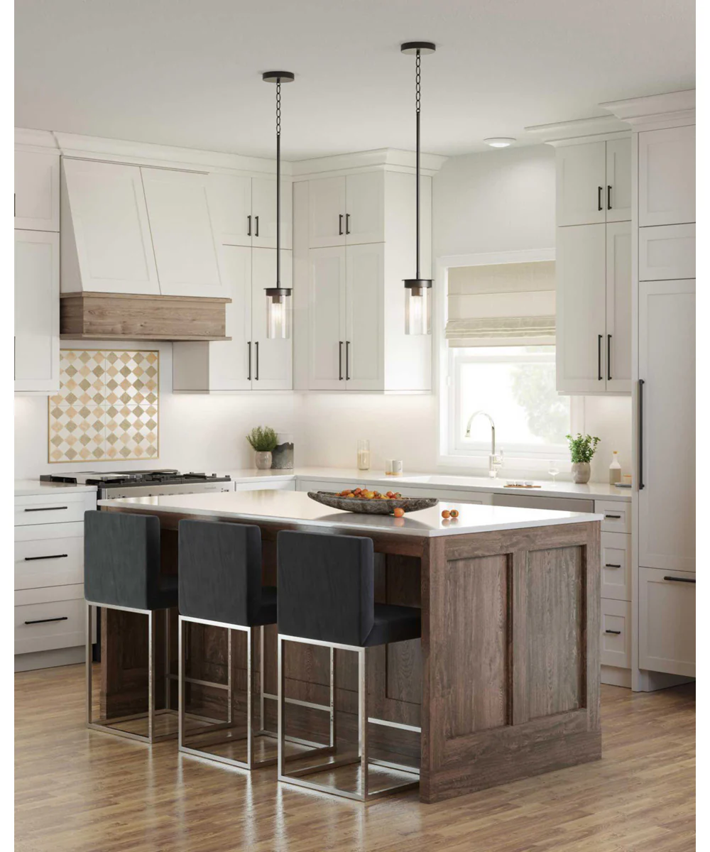 Kellwyn 1-Light Clear Glass Transitional Style Hanging Mini-Pendant Light Matte Black - Image 3