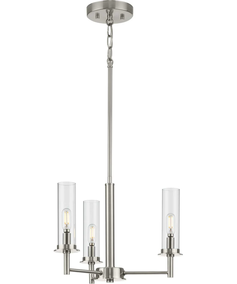 Kellwyn 3-Light Clear Glass Transitional Style Convertible Semi-Flush Ceiling or Hanging Pendant Light Brushed Nickel - Image 2