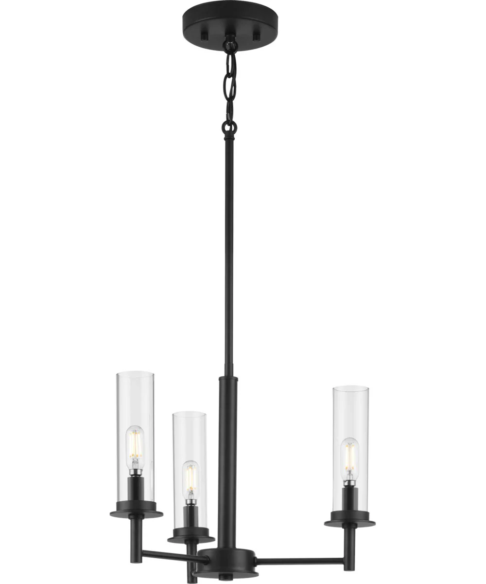 Kellwyn 3-Light Clear Glass Transitional Style Convertible Semi-Flush Ceiling or Hanging Pendant Light Matte Black - Image 3