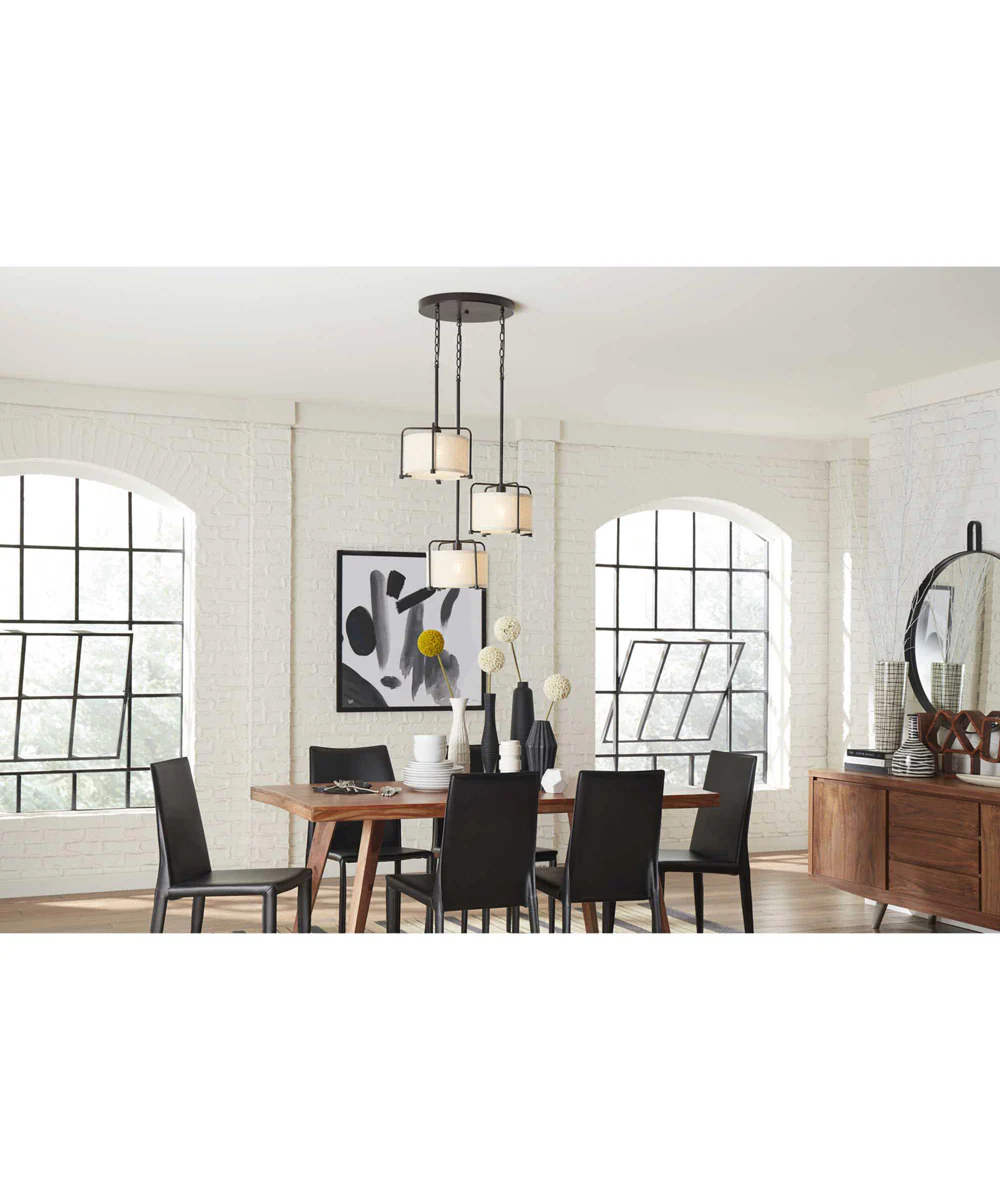 Kempsey 1-Light Harvest Linen Shade Farmhouse Pendant Light Antique Bronze - Image 3