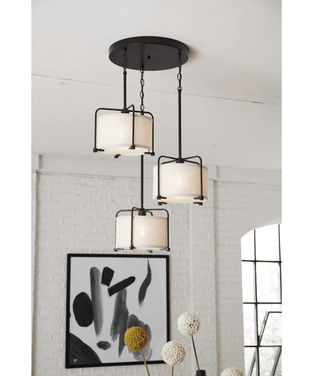 Kempsey 1-Light Harvest Linen Shade Farmhouse Pendant Light Antique Bronze - Image 4
