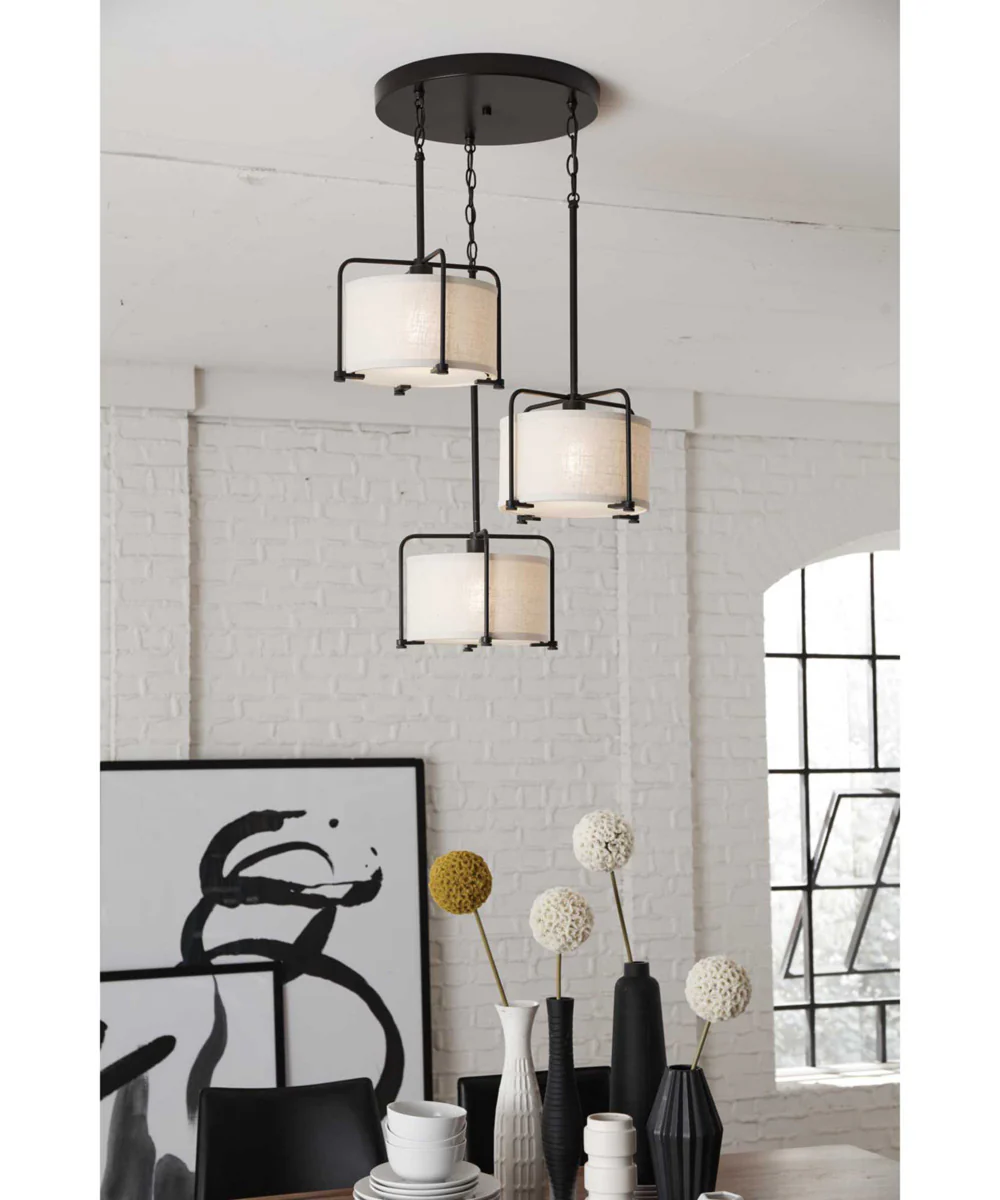 Kempsey 1-Light Harvest Linen Shade Farmhouse Pendant Light Antique Bronze - Image 5