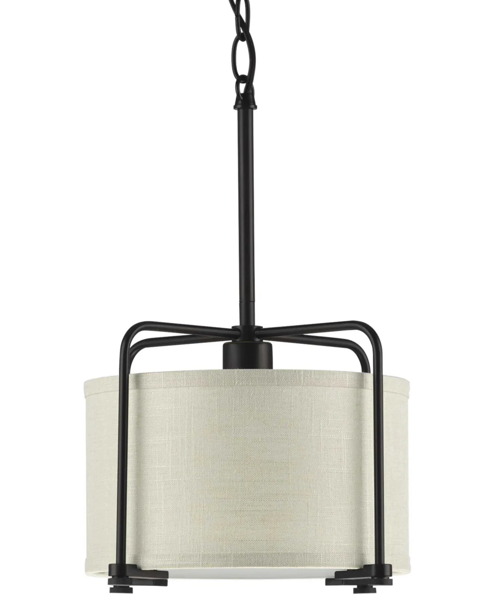Kempsey 1-Light Harvest Linen Shade Farmhouse Pendant Light Antique Bronze - Image 8