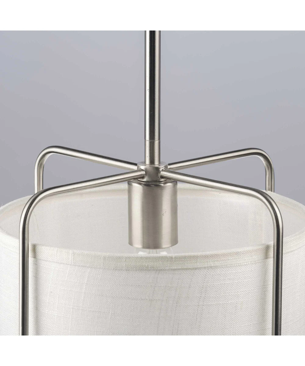 Kempsey 1-Light Summer Linen Shade Farmhouse Pendant Light Brushed Nickel - Image 2