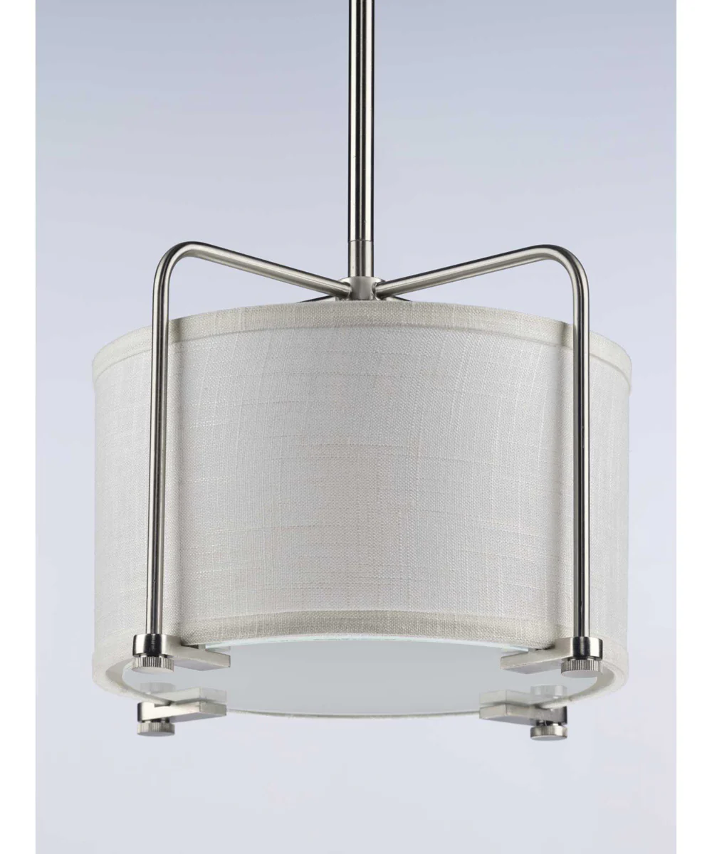 Kempsey 1-Light Summer Linen Shade Farmhouse Pendant Light Brushed Nickel - Image 3