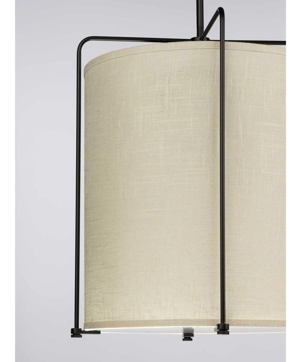Kempsey 3-Light Harvest Linen Shade Farmhouse Pendant Light Antique Bronze - Image 4