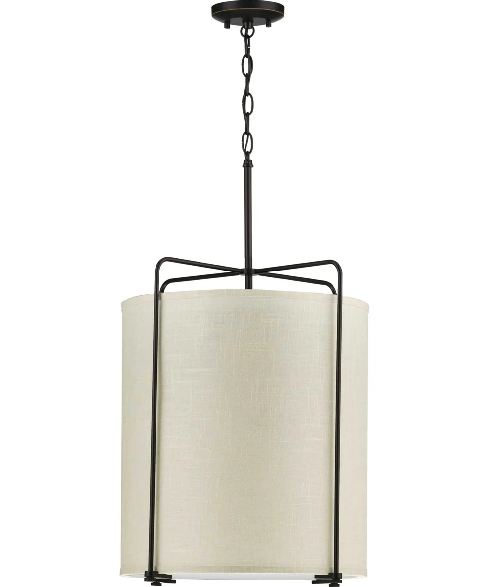 Kempsey 3-Light Harvest Linen Shade Farmhouse Pendant Light Antique Bronze - Image 7