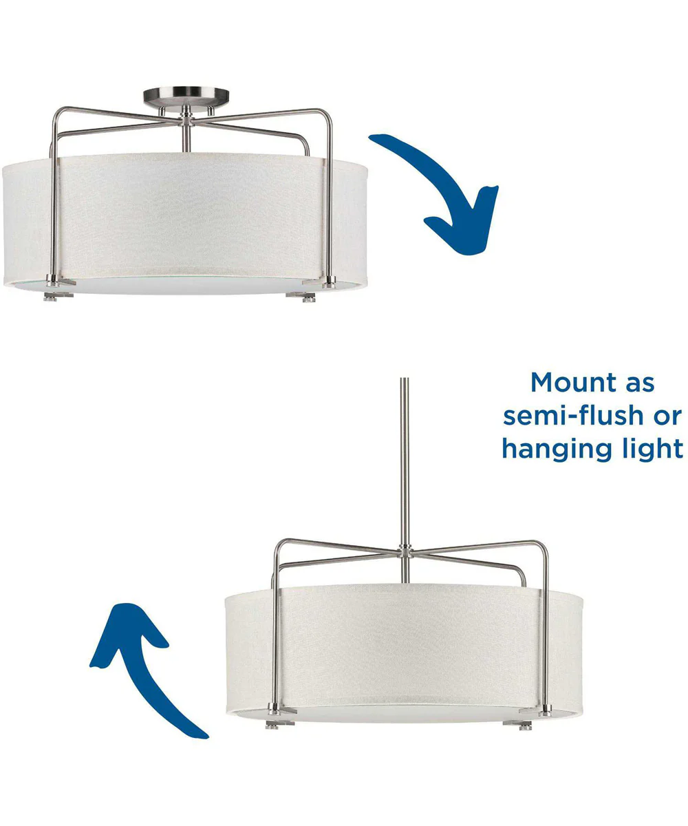Kempsey 3-Light Semi-Flush Convertible Brushed Nickel - Image 9