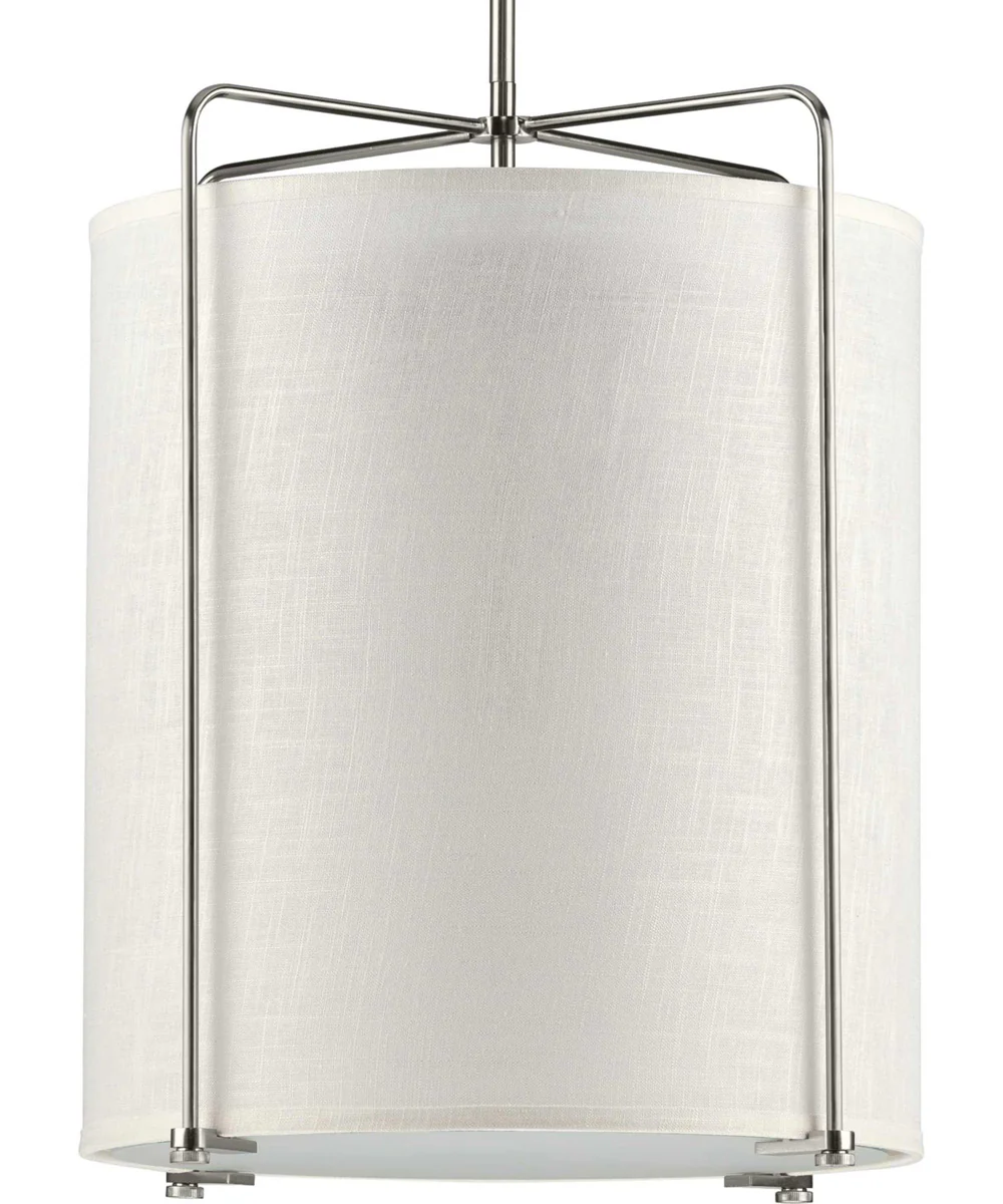 Kempsey 3-Light Summer Linen Shade Farmhouse Pendant Light Brushed Nickel