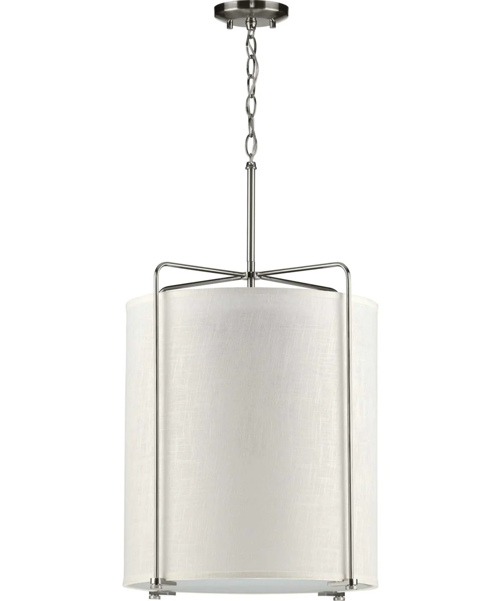 Kempsey 3-Light Summer Linen Shade Farmhouse Pendant Light Brushed Nickel - Image 2
