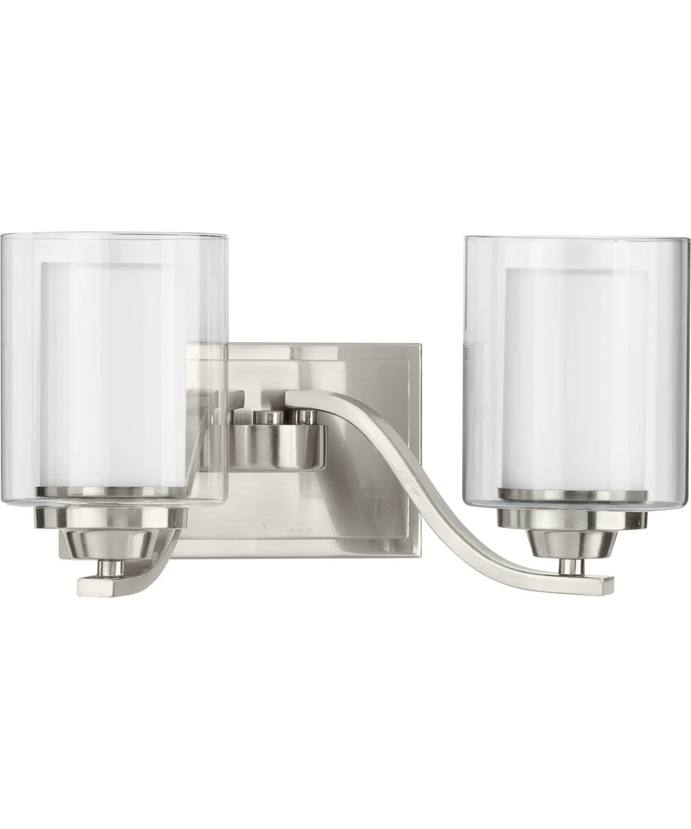 Kene 2-Light Clear Glass Craftsman Bath Vanity Light Brushed Nickel