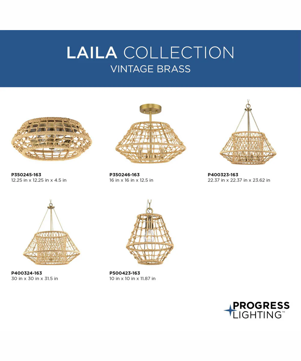 Laila 1-Light Coastal Pendant with Woven Jute Accent Vintage Brass - Image 5