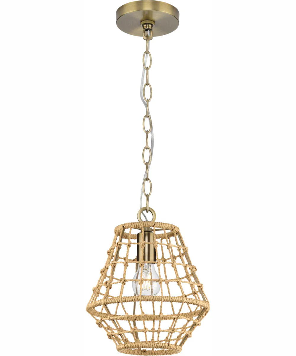 Laila 1-Light Coastal Pendant with Woven Jute Accent Vintage Brass - Image 6