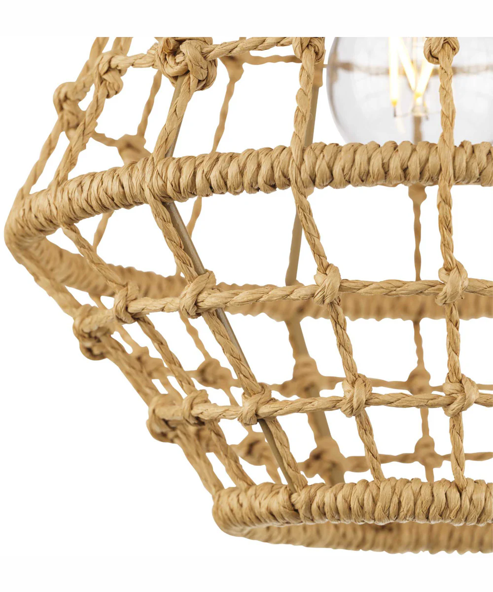 Laila 1-Light Coastal Pendant with Woven Jute Accent Vintage Brass - Image 8