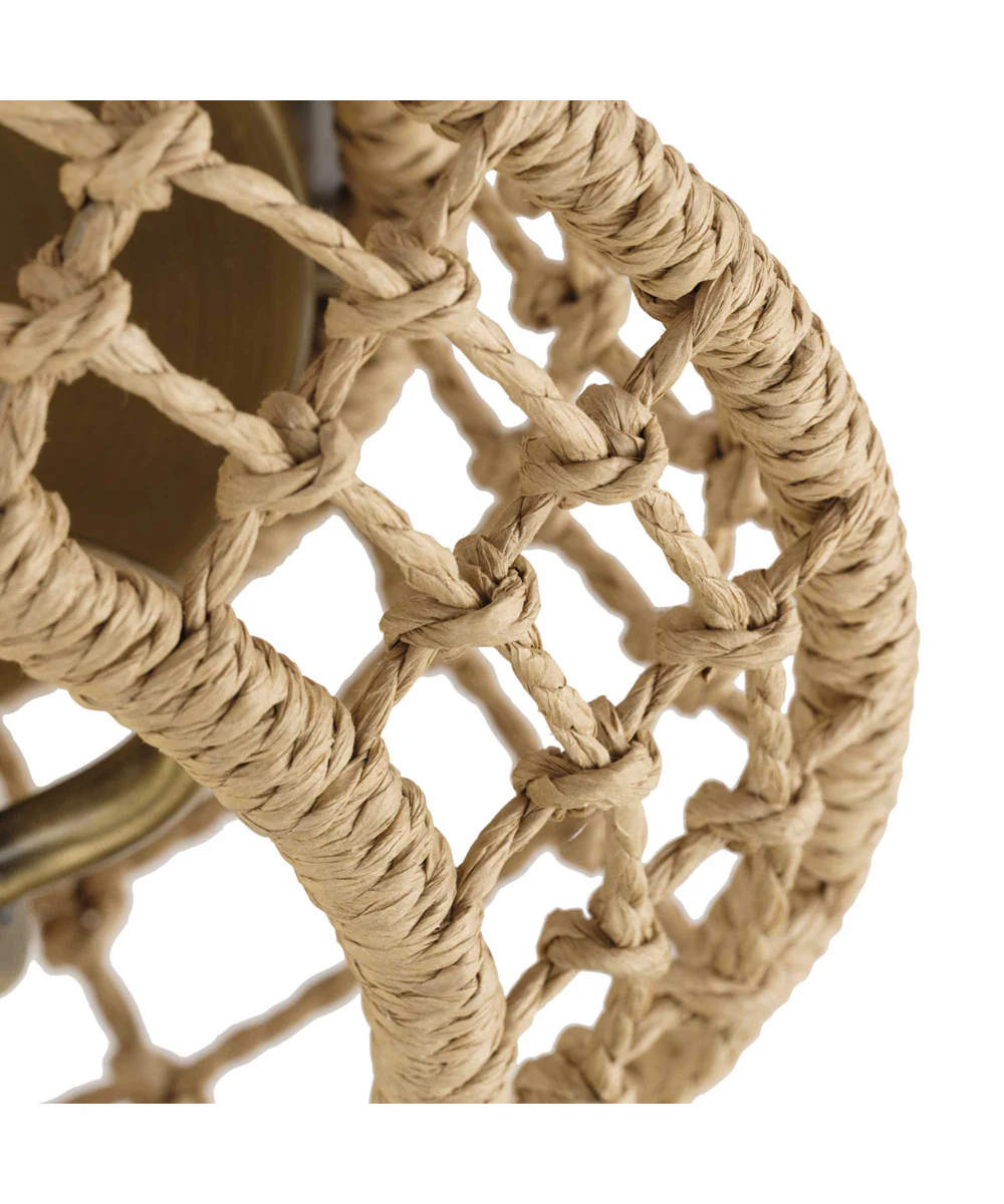 Laila 12-1/4 in. 2-Light Coastal Flush Mount with Woven Jute Accents Vintage Brass - Image 4