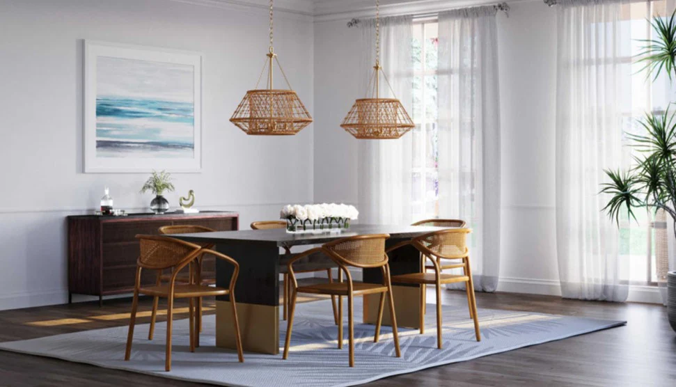 Laila 4-Light Coastal Chandelier with Woven Jute Accents Vintage Brass - Image 2
